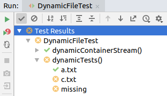 screenshot of the unit test execution of IntelliJ